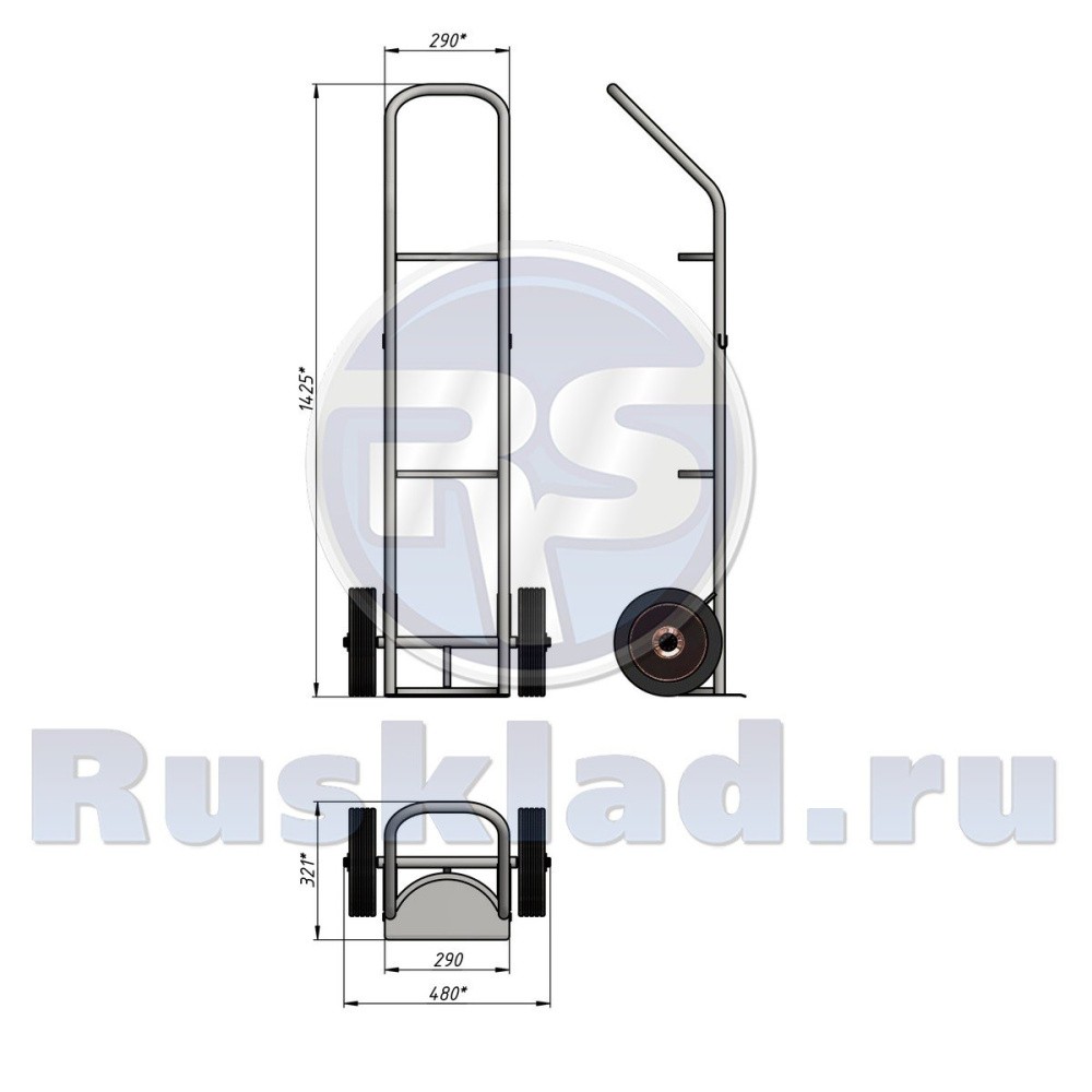 Тележка для перевозки одного газового баллона с фиксацией ремнём ГБ 1 (г/п 110кг) Тележка для перевозки одного газового баллона с фиксацией ремнём ГБ 1 (г/п 110кг)